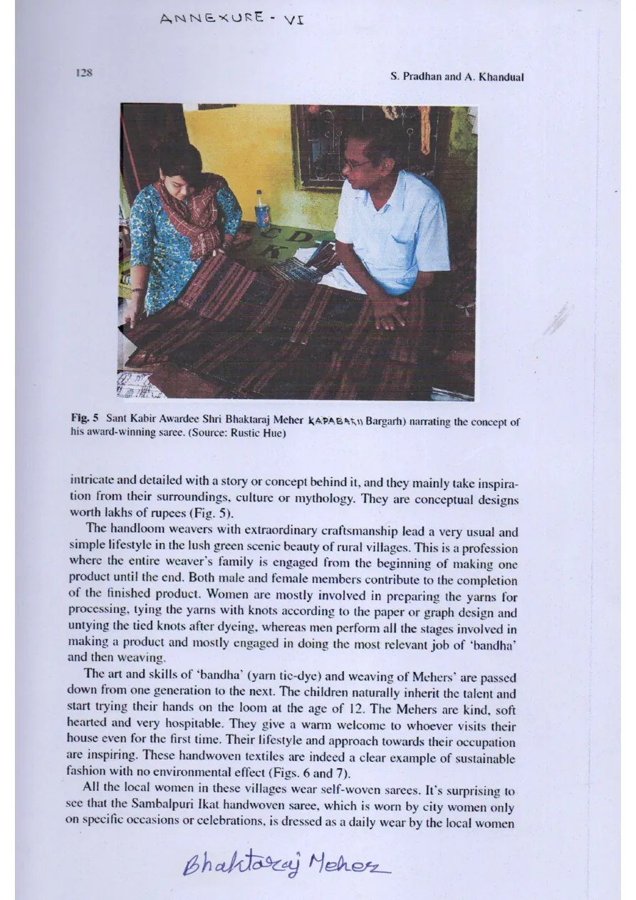 Springer Nature chapter featuring Sant Kabir Awardee Bhaktaraj Meher with a conceptual saree